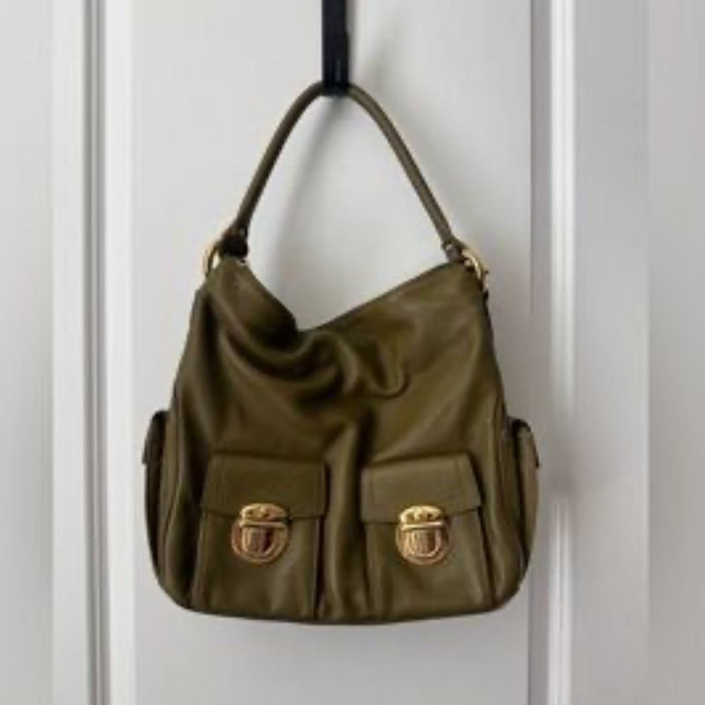 Marc Jacobs Multi Pocket Dark Green Shoulder Bag